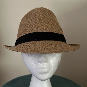 Navisima Unisex Straw Lined Fedora With Black Fabric Strip Accent - 60cm